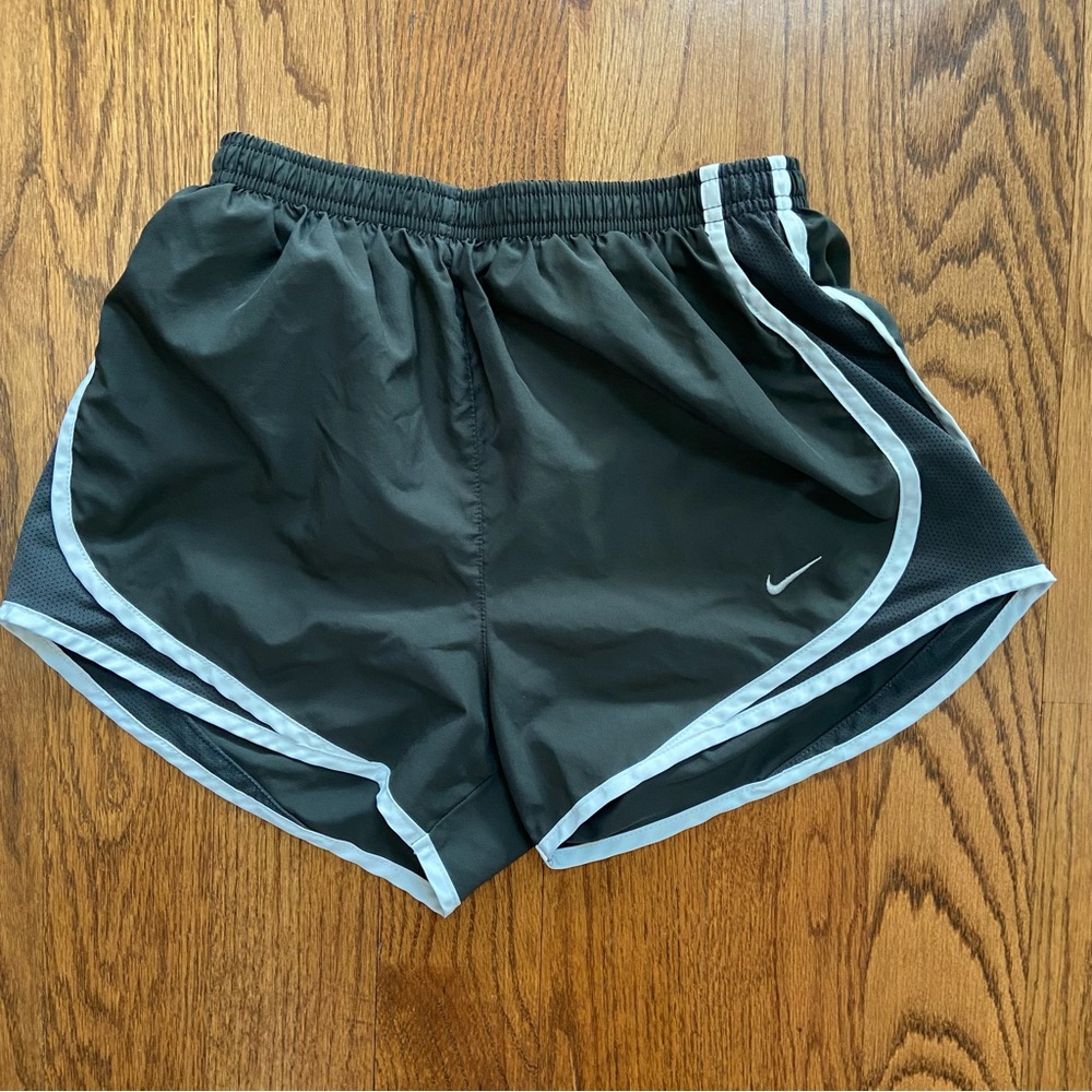 Nike Dryfit Athletic Running Shorts Dark Grey and White Size Small